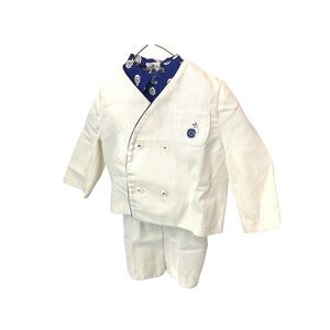 Mighty Mites 2T 3 Piece White Double-Breasted Boys Suit with Blue Accents